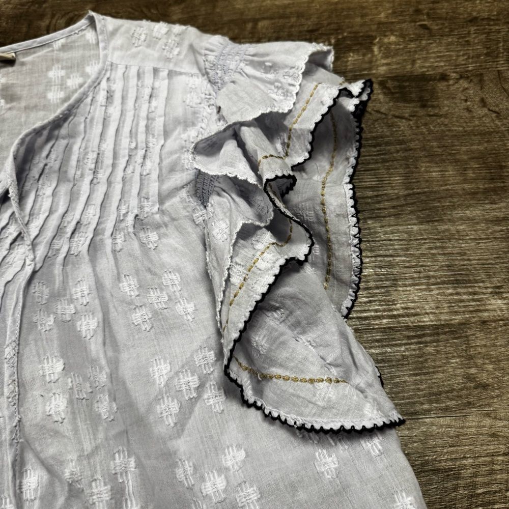 Dolan by Anthropologie Flutter Sleeve Shirt Size Medium - Picture 3 of 9